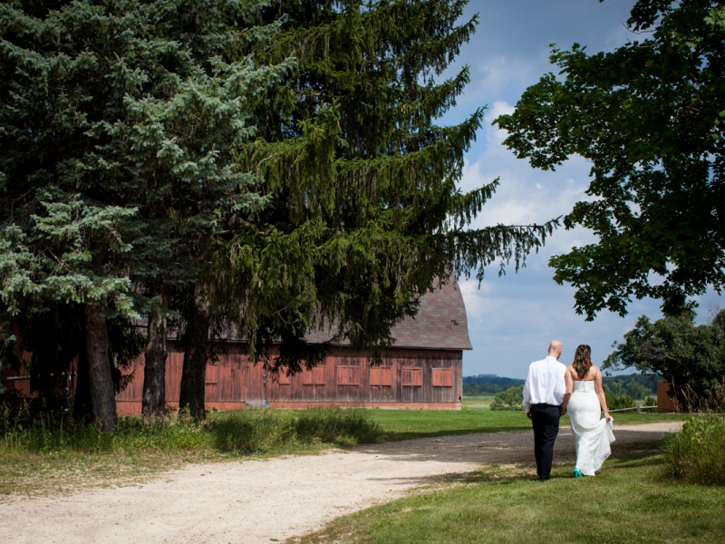 Wedding Photo Adjacent to Red Barn